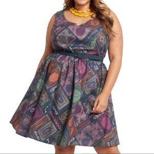 ModCloth Book and Library Print A-line Dress Cotton Printed Quirky NWOT Size XL